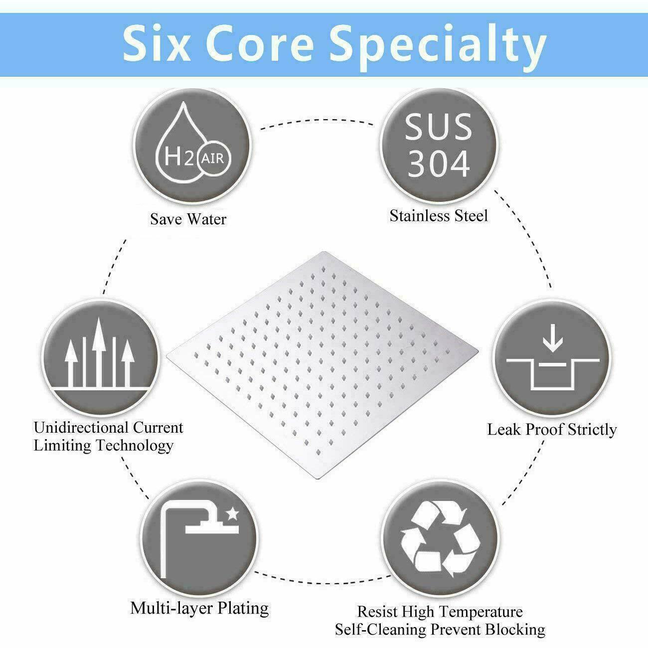 12 Large Square Shower Head Chrome Stainless Steel Rainfall Overhead Bathroom The UK Does Not Include VAT, Which Needs To Be Borne By Oneself. Please Consider Carefully Before Placing An Order