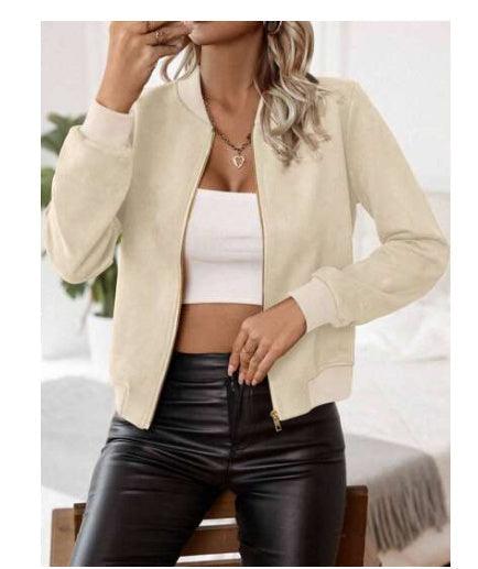 All-match Suede Zipper Short Coat