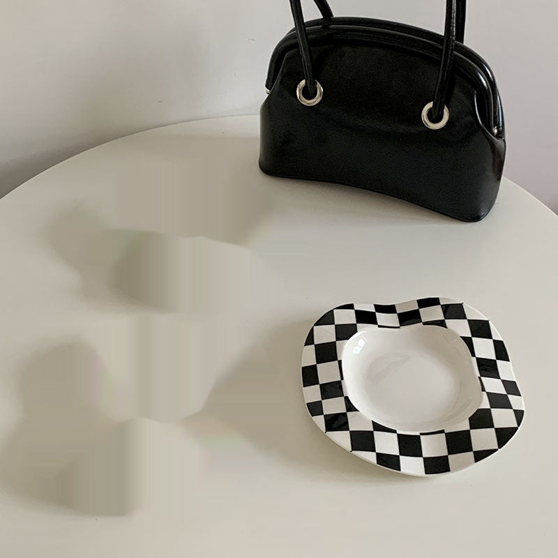 Wave Breakfast Plate Dots And Stripes Irregular Underglaze Porcelain Dessert Plate