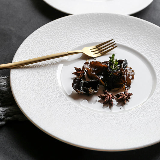 Steak Display Tray Pasta Salad Flat Plate Coffee Hotel Restaurant