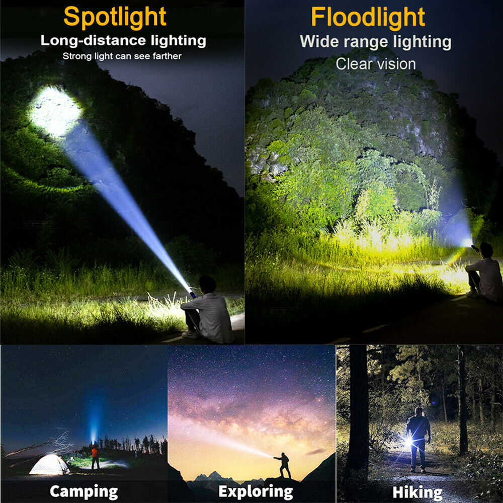 1200000LM 5 Modes Tactical LED Flashlight Rechargeable Camping Torch Batt Chare The UK Does Not Include VAT, Which Needs To Be Borne By Oneself. Please Consider Carefully Before Placing An Order