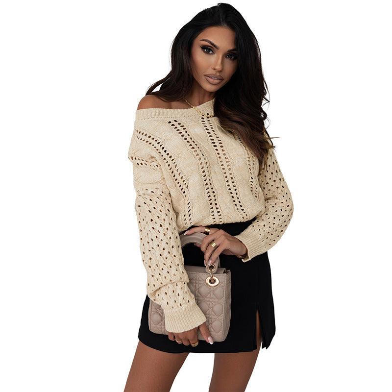 European And American Leisure Solid Color Round Neck Idle Style Knitwear For Women