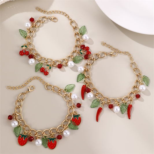 Valentine's Day Bracelet Red Accessories Cherry Bracelet