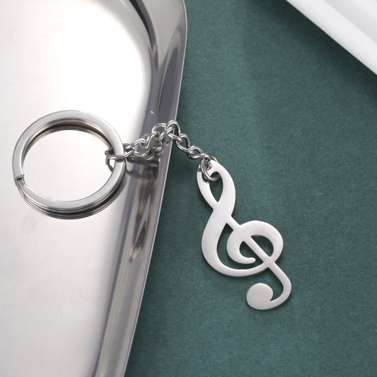 All-match Design Music Student Love Single Item Note Pendant Stainless Steel Key Ring