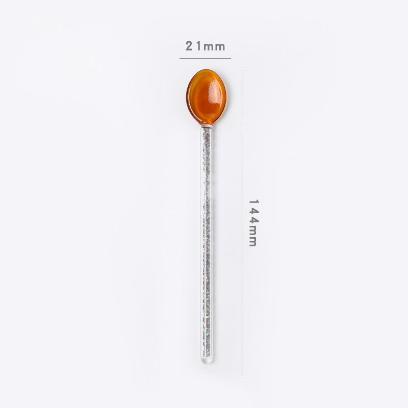 Creative Milk Dessert Spoon Colorful Transparent High Temperature Resistant Glass