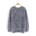 Women's Loose Candy Colored Mohair Pullover Sweater