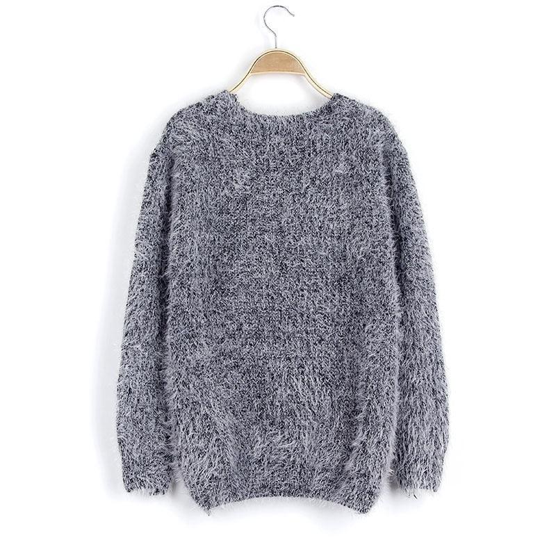 Women's Loose Candy Colored Mohair Pullover Sweater