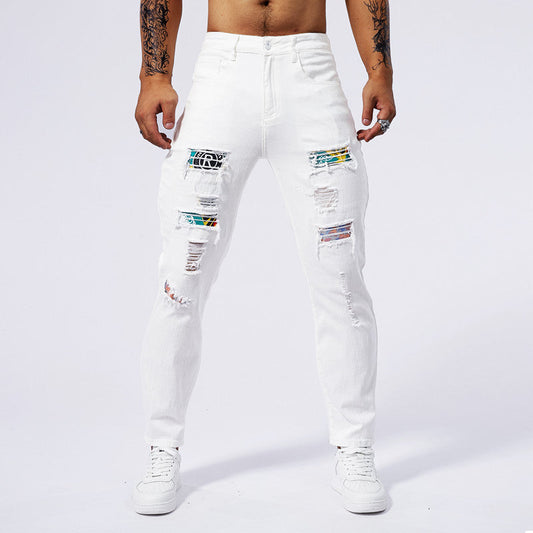 Hole Patch Washed Jeans