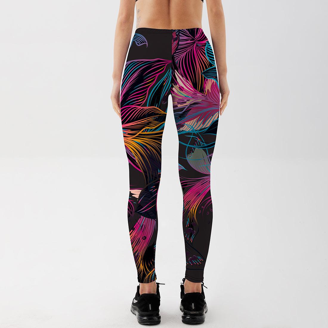 Floral And Petal Print Women's Leggings Sexy Fitness Pants