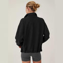 Contrast Color Half Zipper Sports Sweaters Women's Clothing