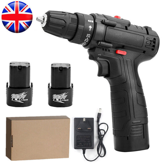 2 Battery 21V Cordless Combi Hammer Impact Drill Driver Electric Screwdriver Kit