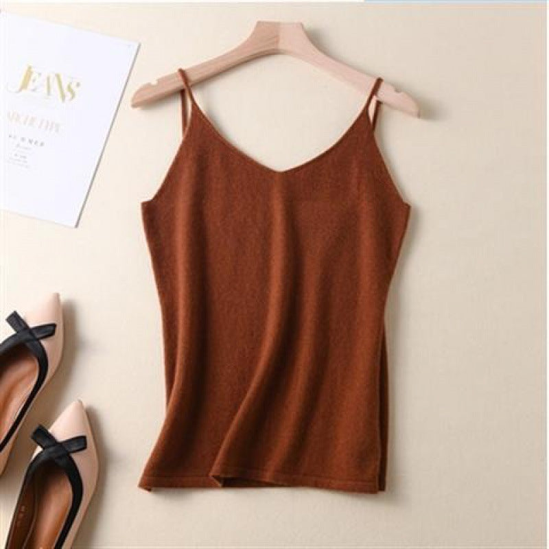 Spring And Summer V-neck Camisole Bottoming Underwear Loose Knit Sweater