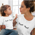 Girls Red Lip Print T-shirt Funny Family Collocation