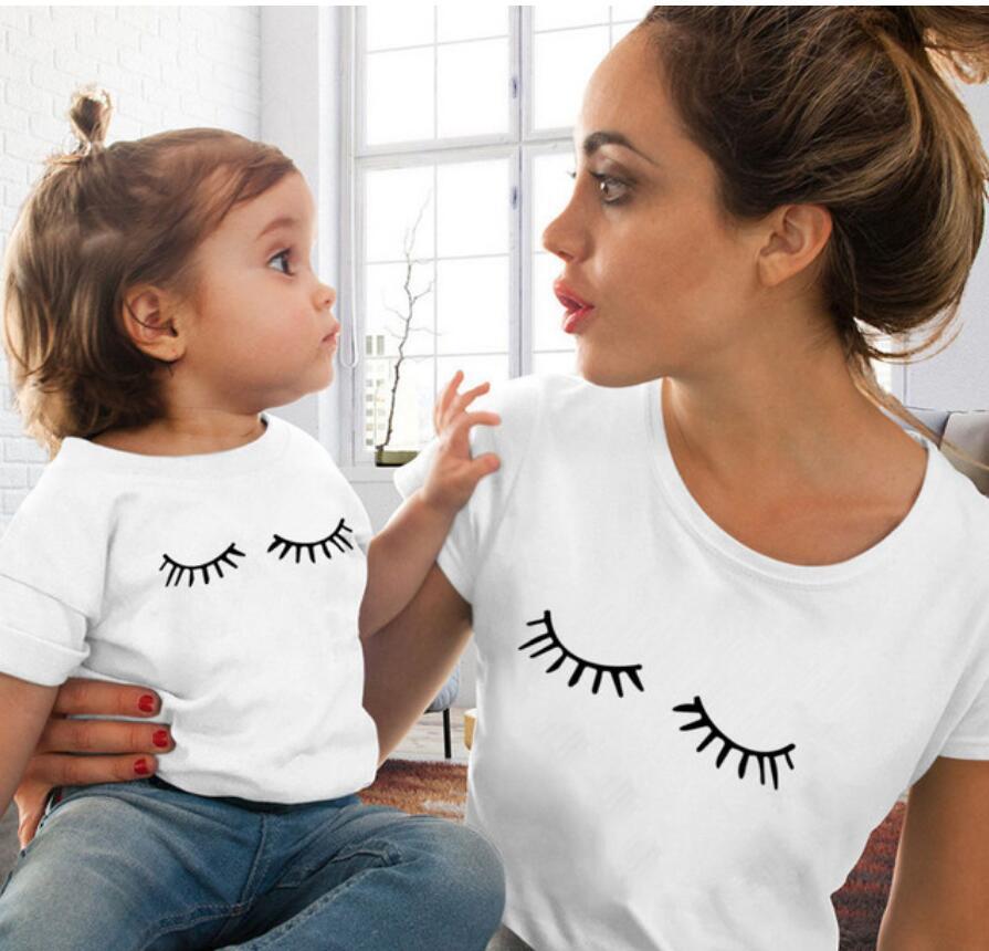 Girls Red Lip Print T-shirt Funny Family Collocation