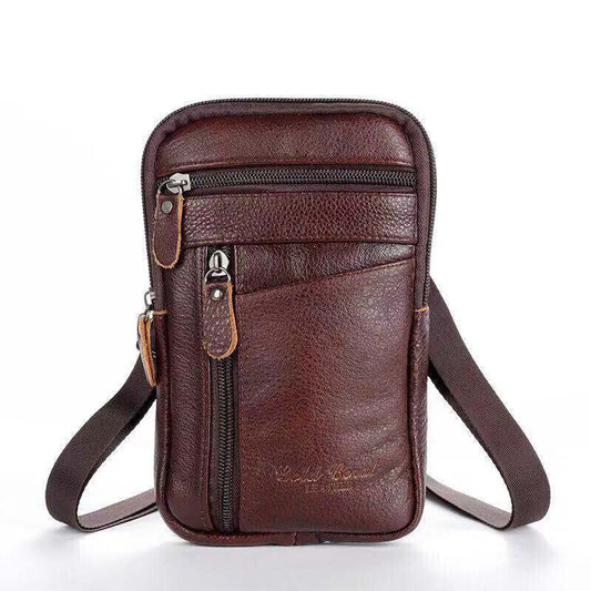 Men's Leather Fashion Phone Pouch Belt Bag Waist Crossbody Shoulder Pouch UK