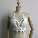 Lace-up Halterneck Exposed Vest Female Openwork Knitted Top