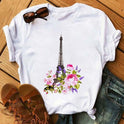 Summer Women's Short-sleeved Romantic I LOVET Shirt Printing