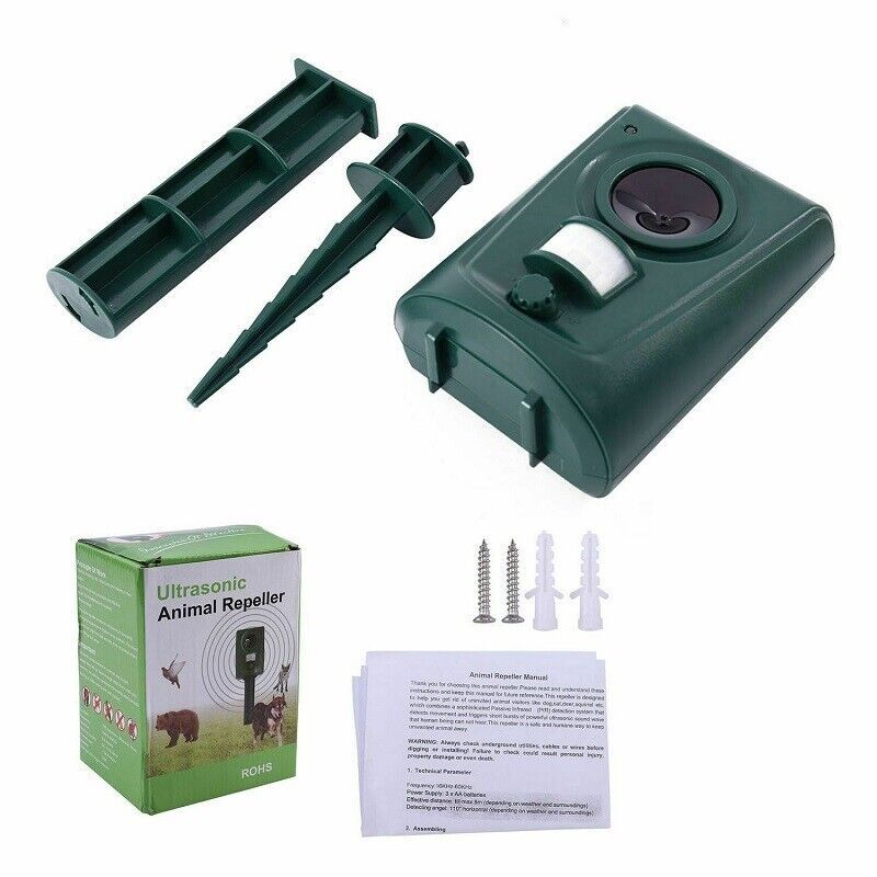 Battery Ultrasonic Garden Deterrent Repeller Animal Bird Cat Scarer Pest Fox Dog