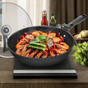 30CM Non-Stick Frying Pan Skillet Saute Pan Tempered Glass Lid Granite Coating