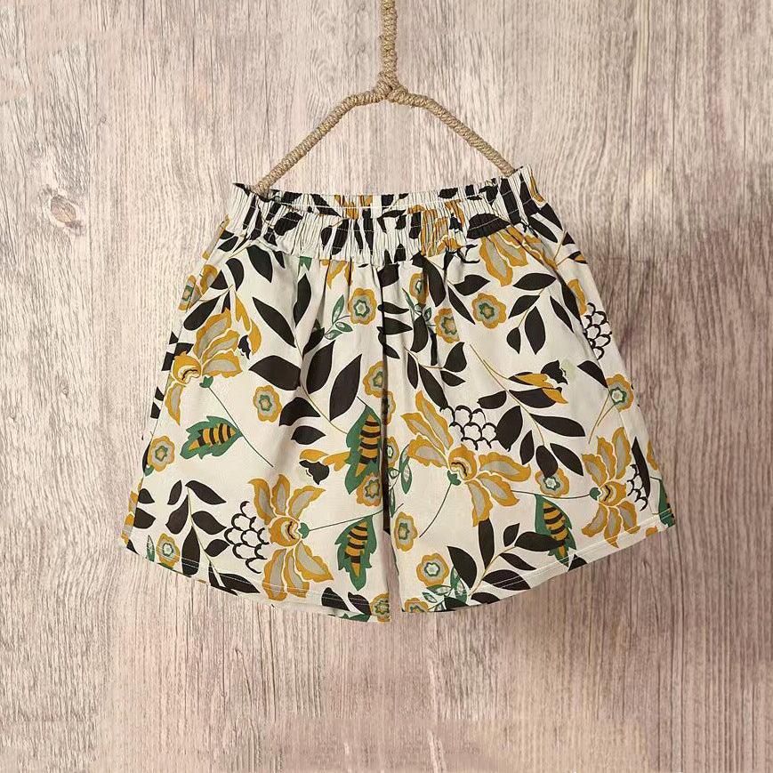 Women's Loose Outer Wear Elastic Waist Casual Cotton Linen Shorts