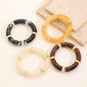 European And American Resin Beaded Bamboo Joint Geometric Exaggerated Color Matching Design Bracelet