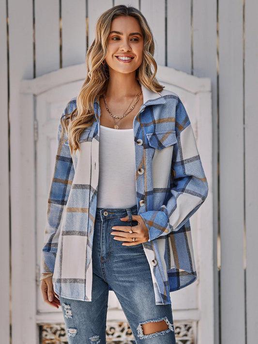 Women's Single-breasted Casual Plaid Women's Coat