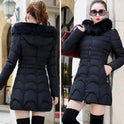Winter New Fashion Slim Quilted Coat Big Fur Collar Thick Warm
