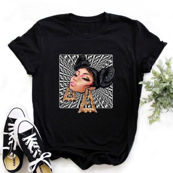 Heartbeat Lady Feather Crew Neck Printed T-Shirt Short Sleeve