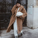 Teddy Bear Coat Lamb Fur Warm Thickened Plush Mid-length Environmental Protection Coat For Women