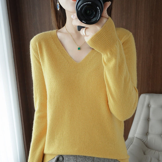 Women's Sweater Knit Bottoming Shirt Autumn And Winter Short Long Sleeves Slim Slimming