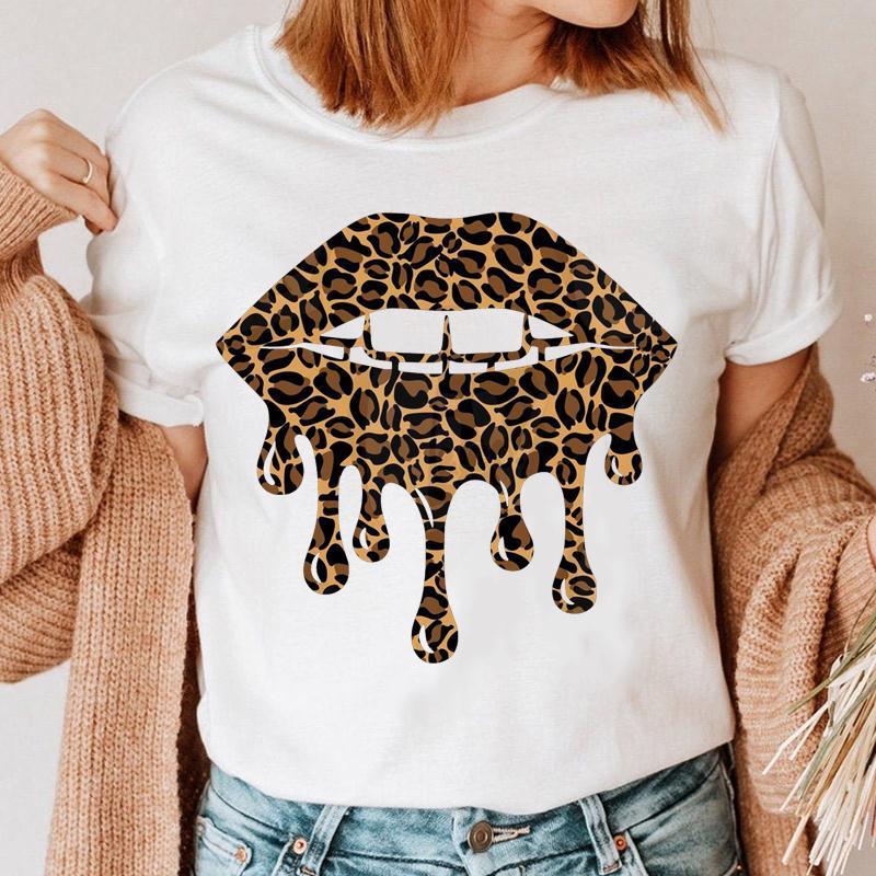 Fashion Printing Creative Color Lip Print Short Sleeve