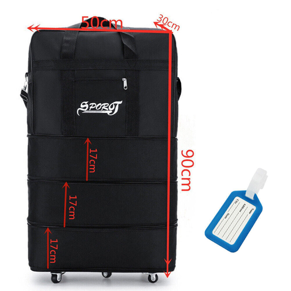 42- 6 Wheels Extra Large Lightweight Luggage Trolley Suitcase Travel Bag Handbag