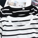 Black Striped Western Style Shirt Women's Long-sleeved T-shirt