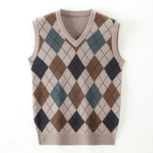 Fall Winter Men Sleeveless Knitted Sweater