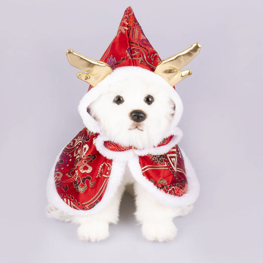 New Year Pet Clothes Dog Cat Brocade Satin Satin Cloak