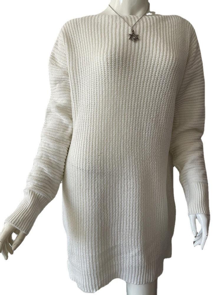 Women's Casual Off-the-shoulder Lantern Sleeve Knitted Sweater Dress