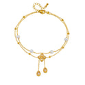 Fashion Double Layer Twin Diamond Diamond Flower Pearl Anklet