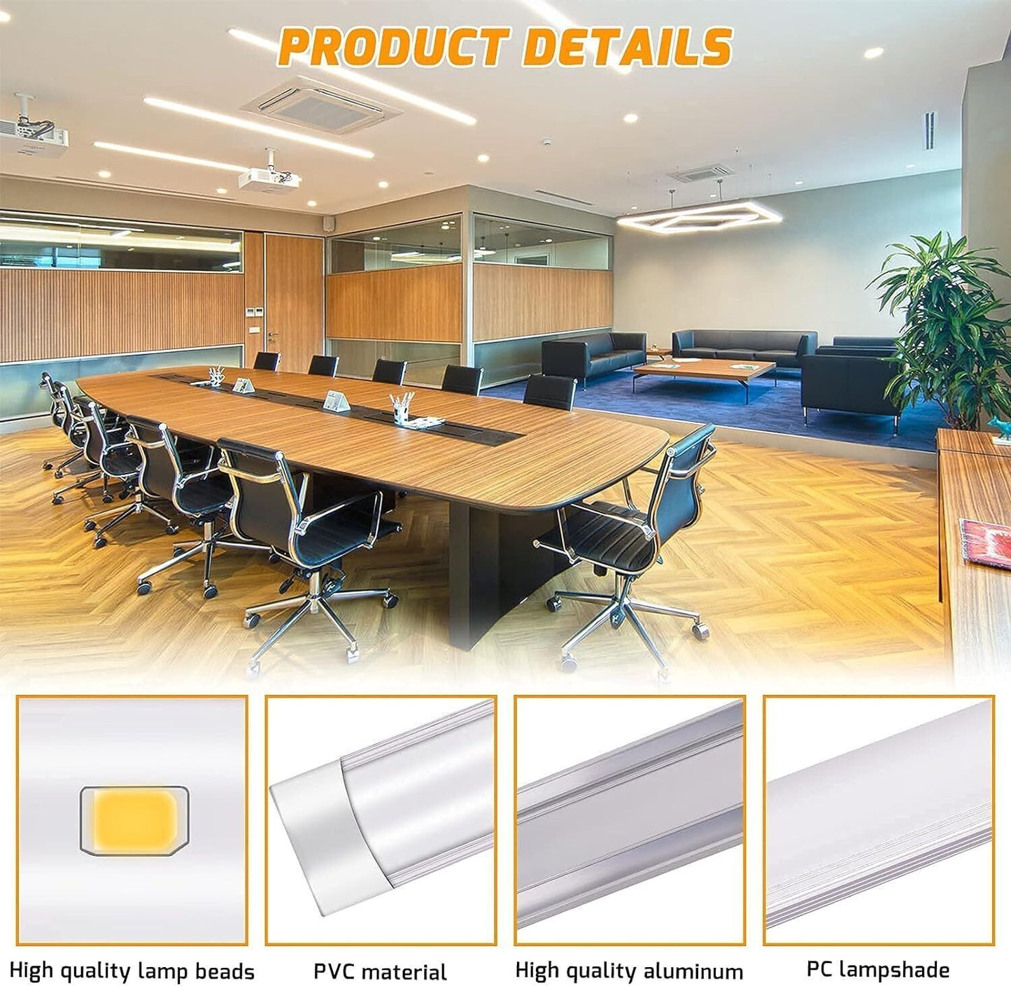 4FT LED Ceiling Lamp Office Strip Lights Shop Garage Batten Tube Light 4000K