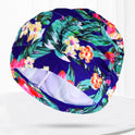 Pleated Swim Cap Men's And Women's Cute Print Solid Color Adult Plus Size