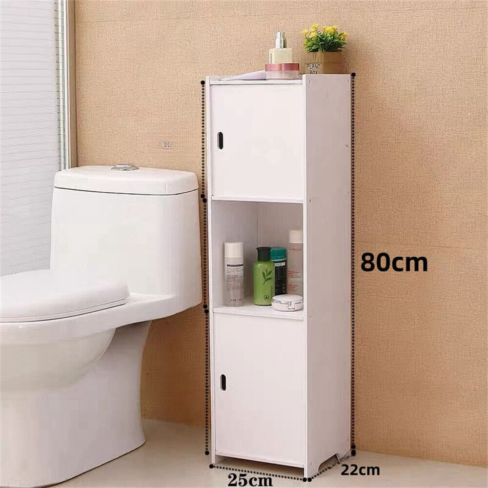 Waterproof Bathroom Storage Cabinet Free Standing Cabinet Organizer Unit White