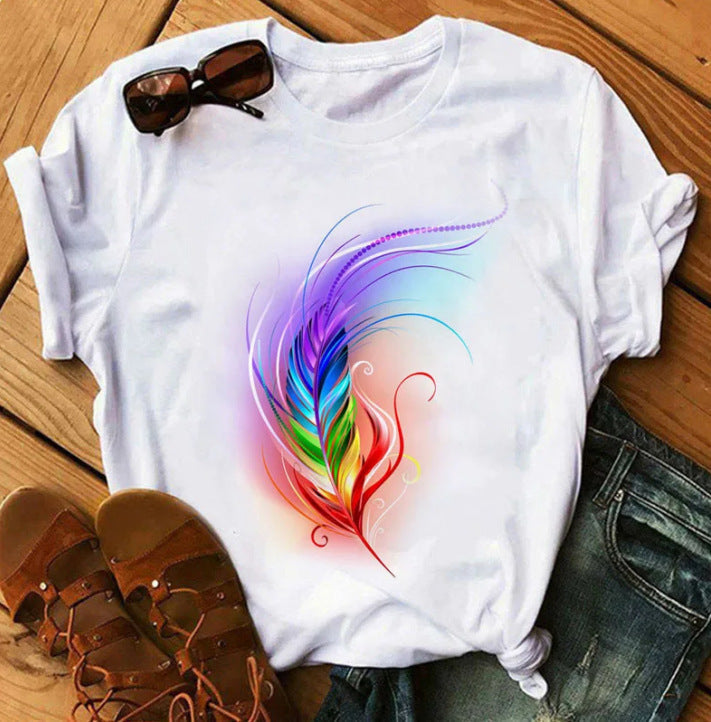 Simple Fashion Print T-shirt Women