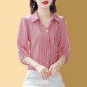 Striped Chiffon Shirt Women's Clothes