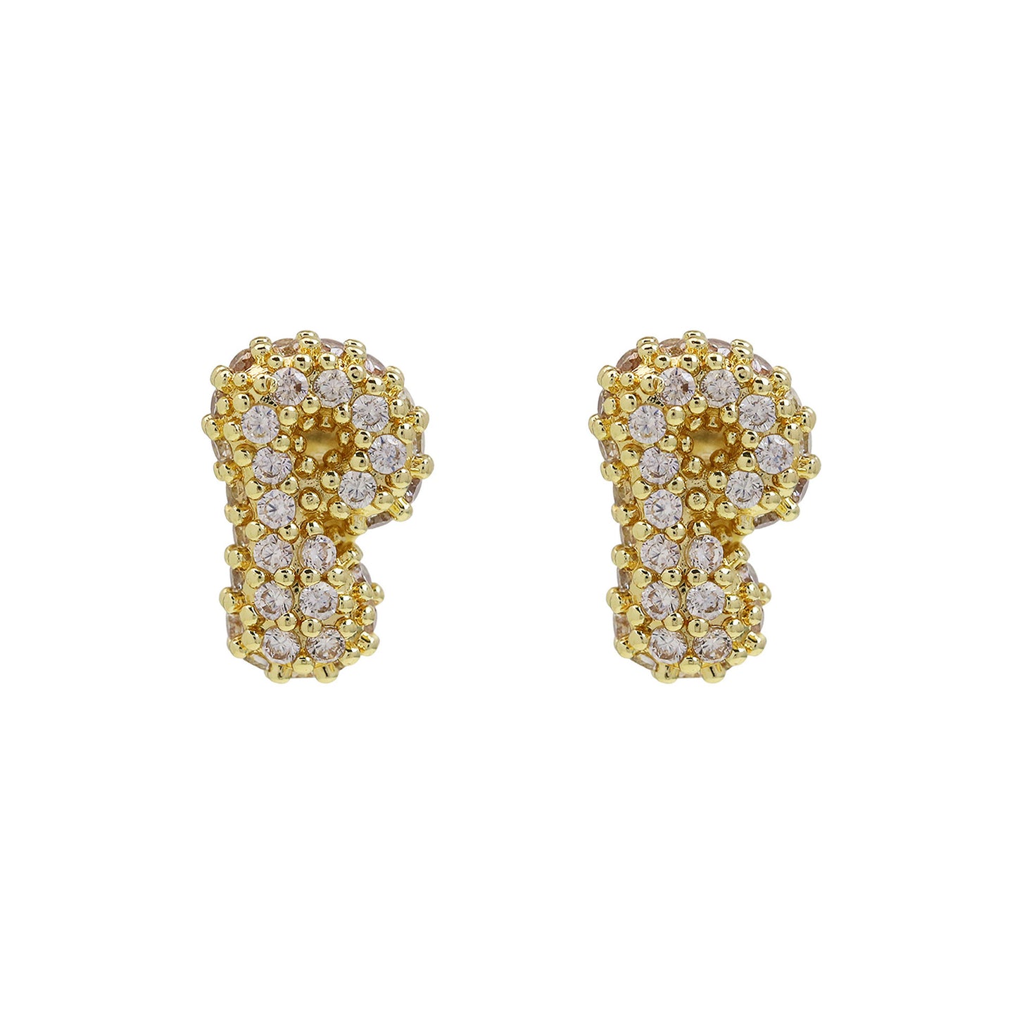 18K Brass Balloon Bubble Zircon Small Size Stud Earrings