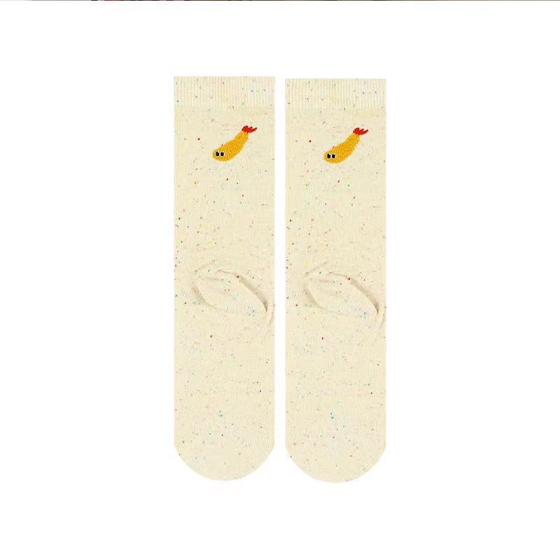 Spring And Autumn New Cute Illustration Heel Flocking Color Dots Tube Socks