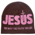 Jacquard Brimless Knitted Hat JESUS Letters Autumn And Winter Wool Sleeve Cap