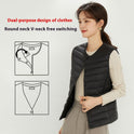 Women's Liner Waistcoat Lightweight Vest Down Jacket Round Neck Thin Lightweight