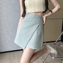 Pleated 4 Summer High Waist Covering Belly Thin A- Line Hip-wrapped Skirt