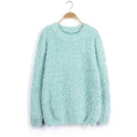 Women's Loose Candy Colored Mohair Pullover Sweater