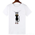 New Women's Black Cat The Print Of Cat's Paw Short Sleeve Loose