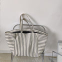 Canvas Bag For Women Ins Shoulder Large Capacity Idle Style Striped Fashion